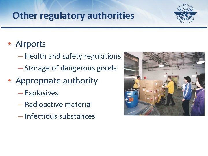 Other regulatory authorities • Airports – Health and safety regulations – Storage of dangerous