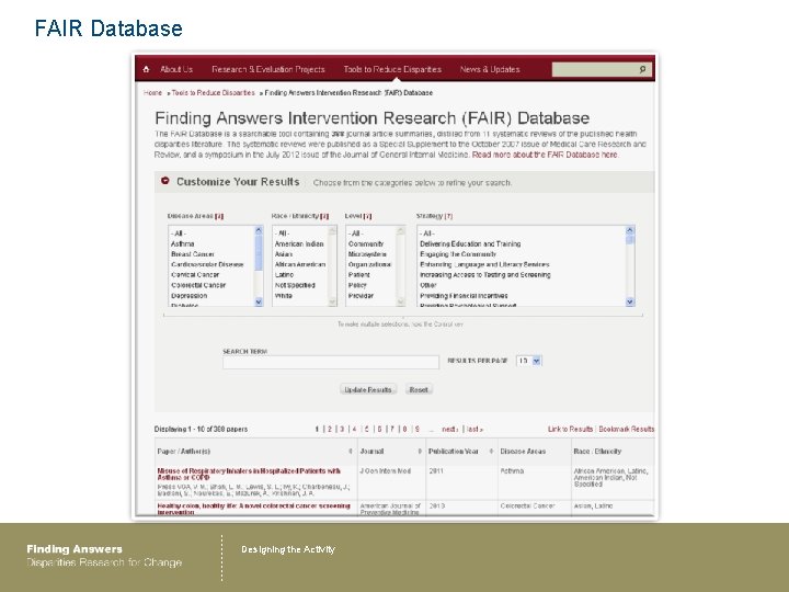 FAIR Database Designing the Activity 