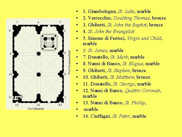 • • • • 1. Giambologna, St. Luke, marble 2. Verrocchio, Doubting Thomas, • • • • 1. Giambologna, St. Luke, marble 2. Verrocchio, Doubting Thomas,