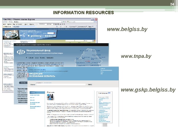 34 INFORMATION RESOURCES www. belgiss. by www. tnpa. by www. gskp. belgiss. by 34 INFORMATION RESOURCES www. belgiss. by www. tnpa. by www. gskp. belgiss. by