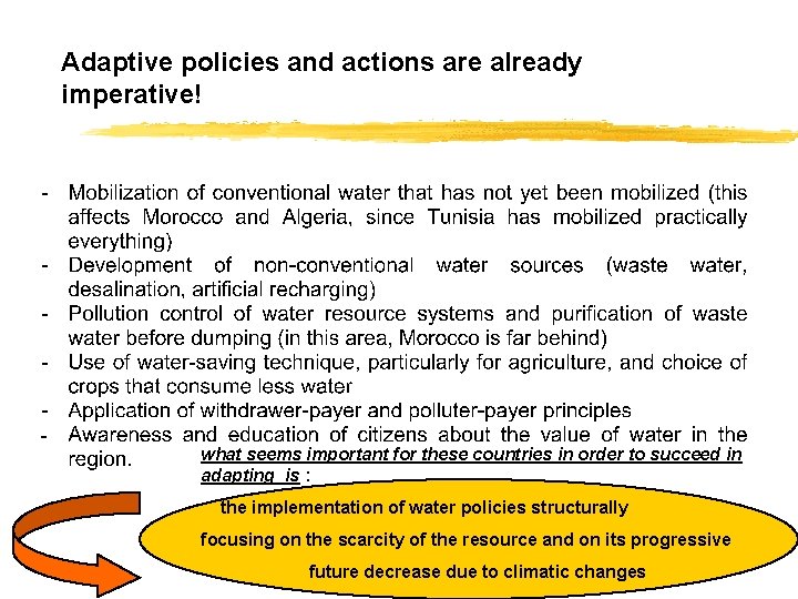 Adaptive policies and actions are already imperative! what seems important for these countries in