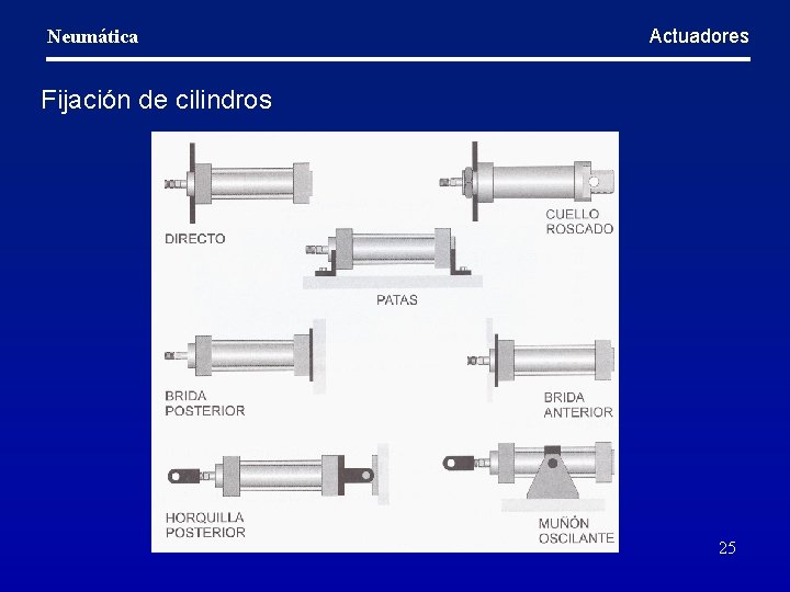 Neumática Actuadores Fijación de cilindros 25 