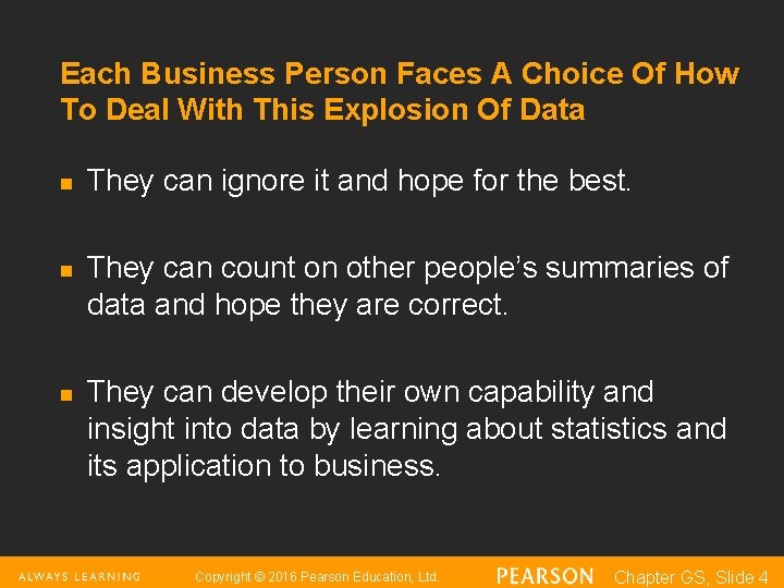 Each Business Person Faces A Choice Of How To Deal With This Explosion Of