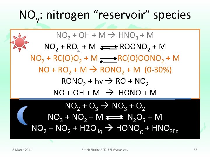NOy: nitrogen “reservoir” species NO 2 + OH + M HNO 3 + M