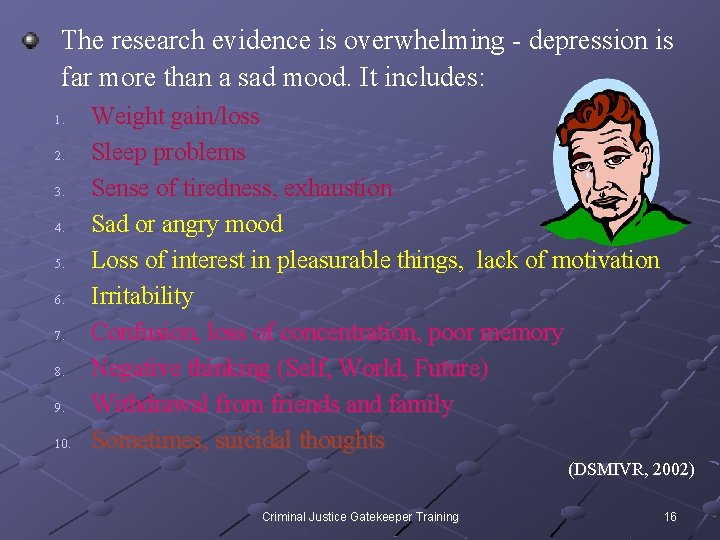 The research evidence is overwhelming - depression is far more than a sad mood.