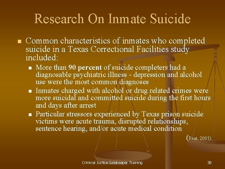 Research On Inmate Suicide n Common characteristics of inmates who completed suicide in a