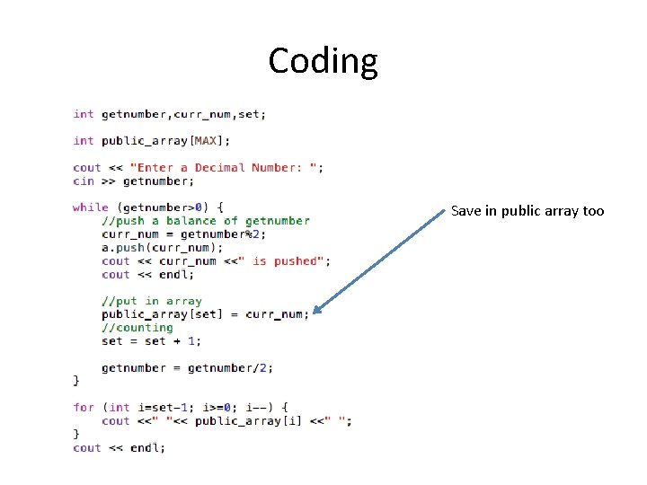 Coding Save in public array too 