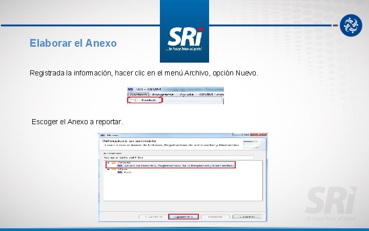 Elaborar el Anexo Registrada la información, hacer clic en el menú Archivo, opción Nuevo.