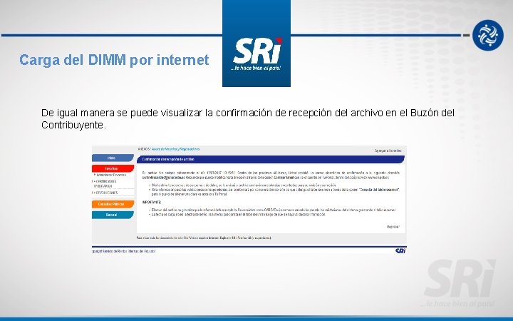 Carga del DIMM por internet De igual manera se puede visualizar la confirmación de