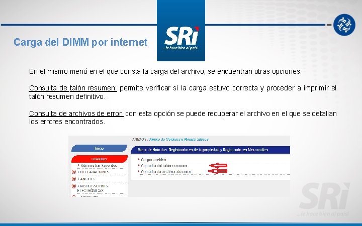 Carga del DIMM por internet En el mismo menú en el que consta la