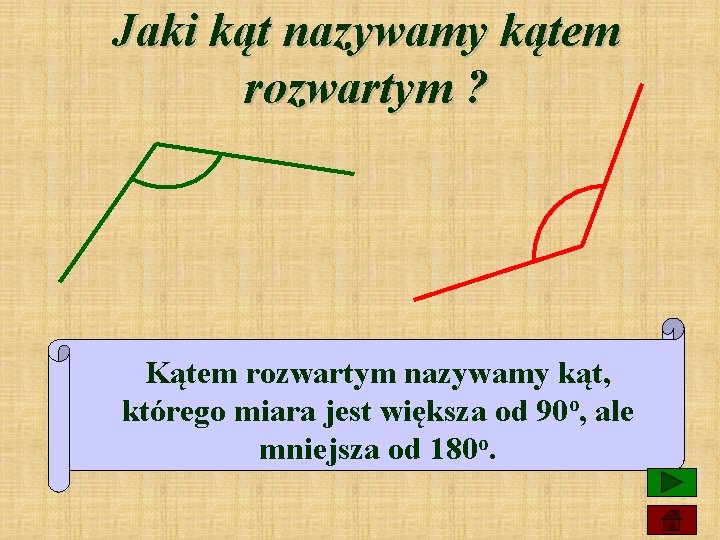 Jaki kąt nazywamy kątem rozwartym ? Kątem rozwartym nazywamy kąt, którego miara jest większa