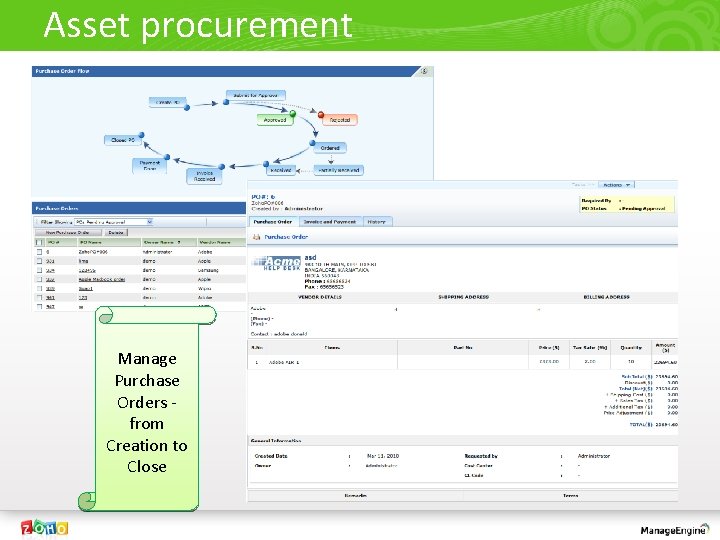 Asset procurement Manage Purchase Orders from Creation to Close 