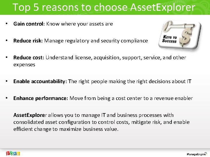 Top 5 reasons to choose Asset. Explorer • Gain control: Know where your assets