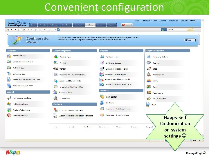Convenient configuration Happy Self Customization on system settings 