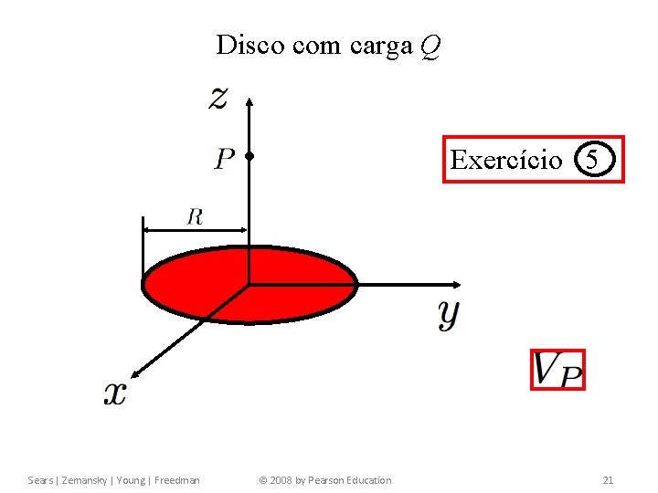 Capítulo 23 Potencial Elétrico Disco com carga Q Exercício 5 Sears | Zemansky | Capítulo 23 Potencial Elétrico Disco com carga Q Exercício 5 Sears | Zemansky |