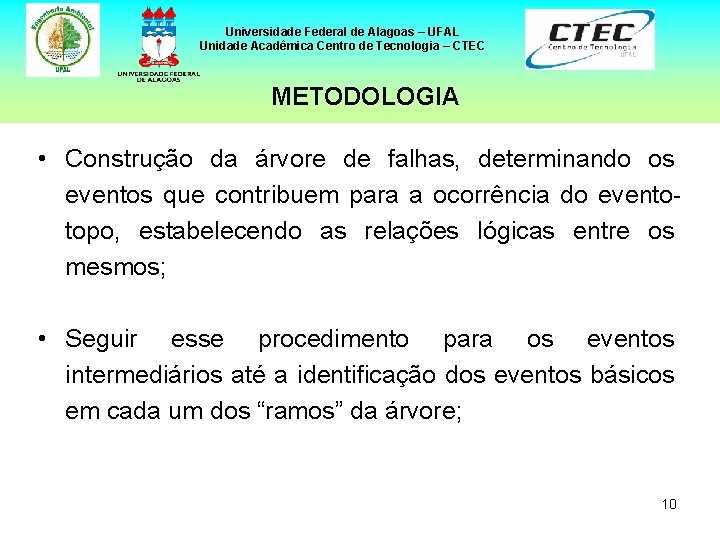 Universidade Federal de Alagoas – UFAL Unidade Acadêmica Centro de Tecnologia – CTEC METODOLOGIA