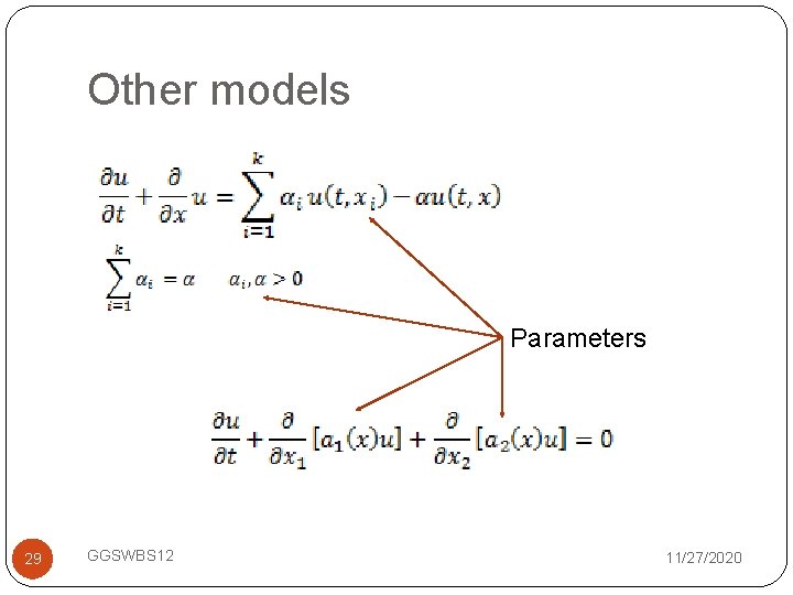 Other models Parameters 29 GGSWBS 12 11/27/2020 