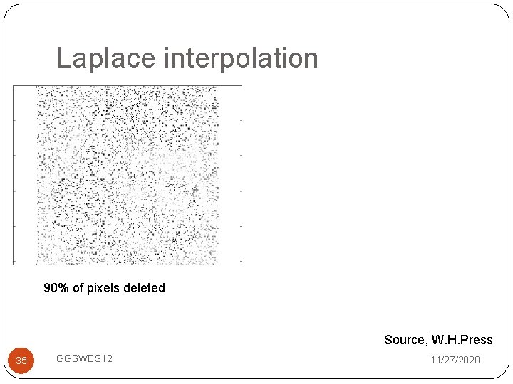 Laplace interpolation 90% of pixels deleted Source, W. H. Press 35 GGSWBS 12 11/27/2020