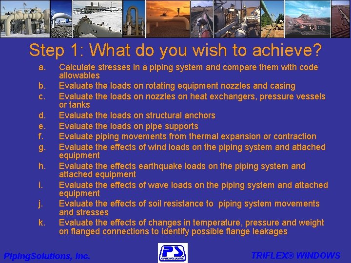 Step 1: What do you wish to achieve? a. b. c. d. e. f.