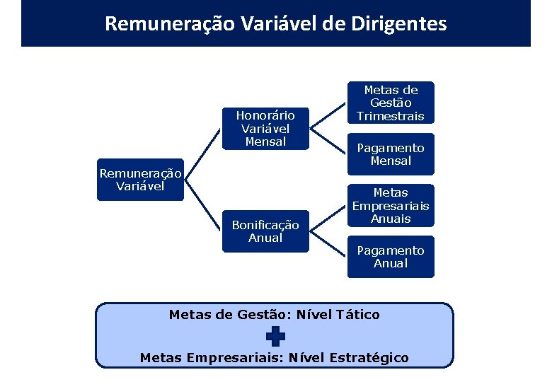 Remuneração Variável de Dirigentes Honorário Variável Mensal Remuneração Variável Bonificação Anual Metas de Gestão