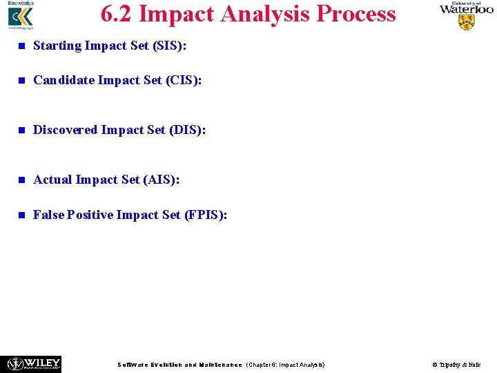 6. 2 Impact Analysis Process n n n Starting Impact Set (SIS): The initial
