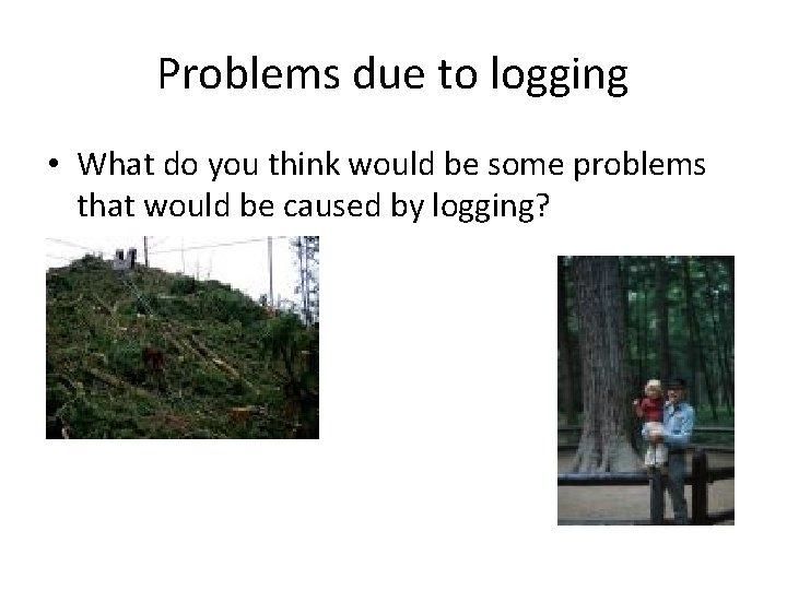 Problems due to logging • What do you think would be some problems that