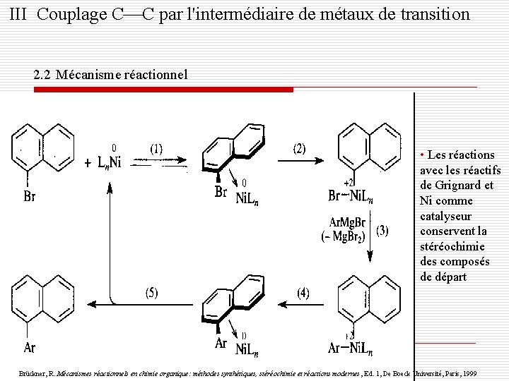 III Couplage C C par l'intermédiaire de métaux de transition 2. 2 Mécanisme réactionnel