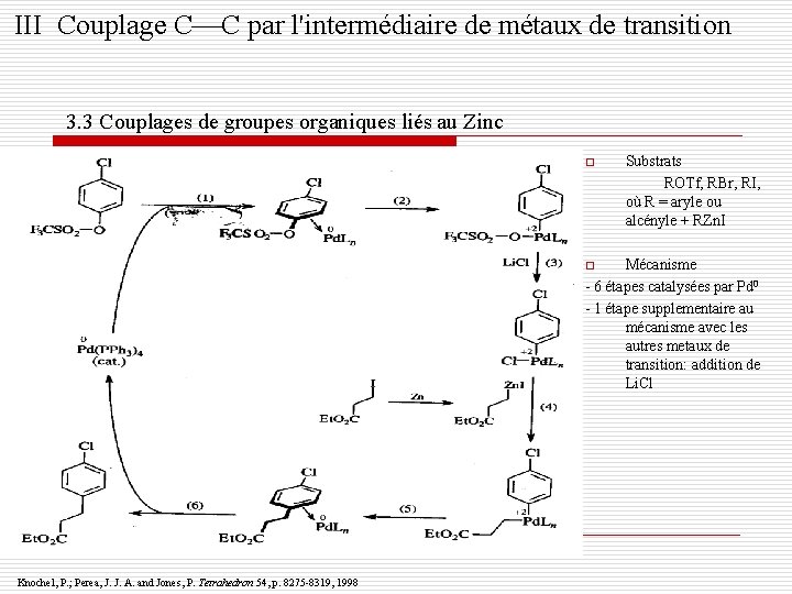 III Couplage C C par l'intermédiaire de métaux de transition 3. 3 Couplages de
