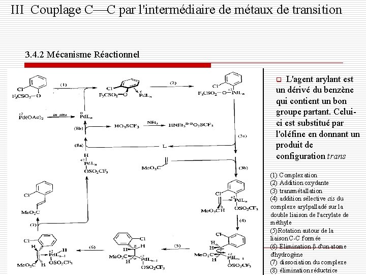 III Couplage C C par l'intermédiaire de métaux de transition 3. 4. 2 Mécanisme
