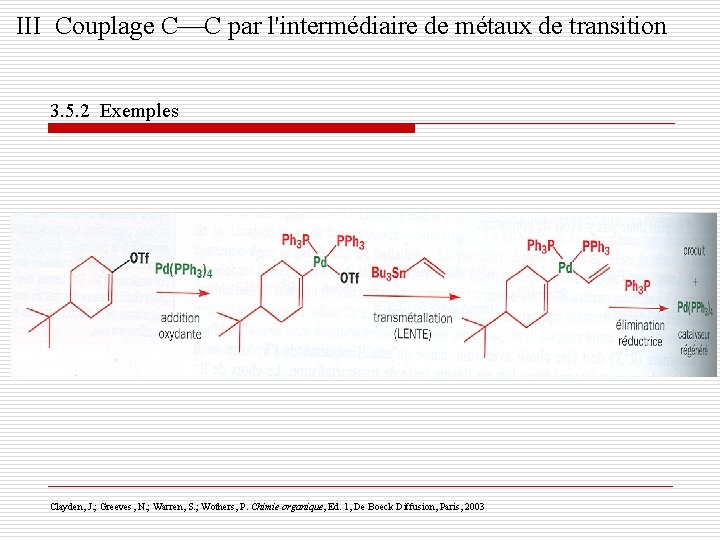 III Couplage C C par l'intermédiaire de métaux de transition 3. 5. 2 Exemples