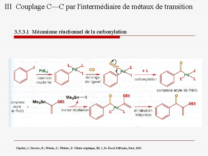 III Couplage C C par l'intermédiaire de métaux de transition 3. 5. 3. 1