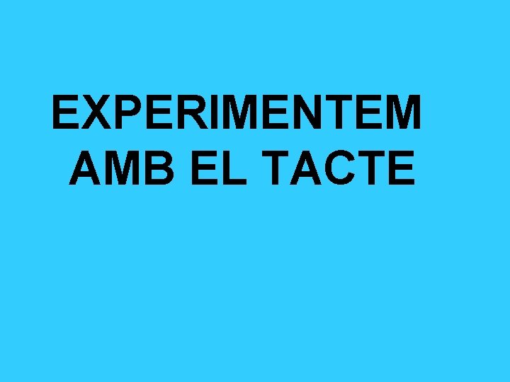 EXPERIMENTEM AMB EL TACTE 