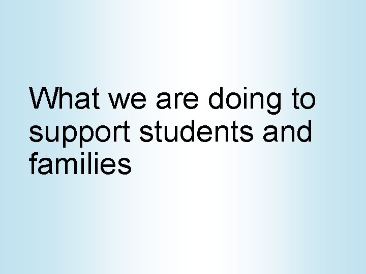 What we are doing to support students and families 