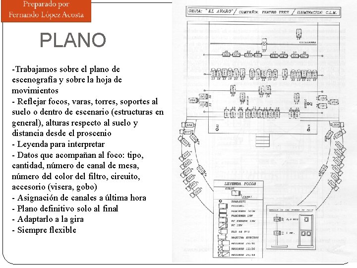 PLANO -Trabajamos sobre el plano de escenografía y sobre la hoja de movimientos -