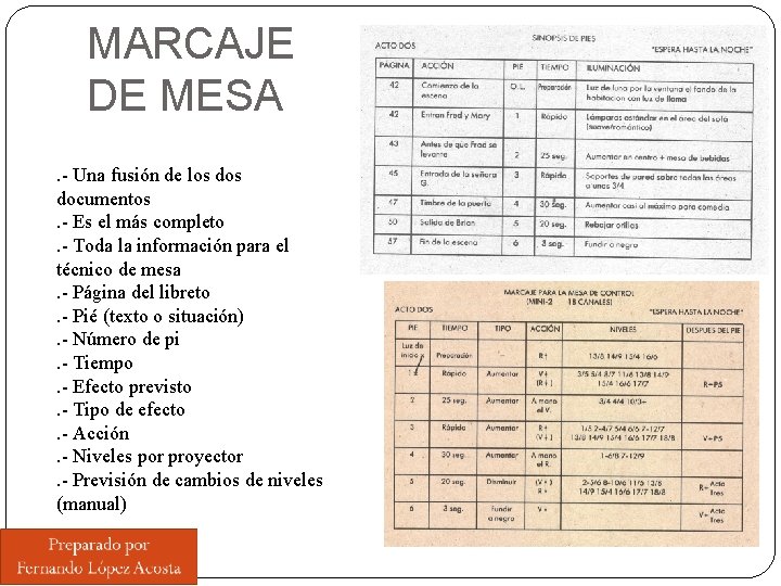 MARCAJE DE MESA. - Una fusión de los documentos. - Es el más completo.