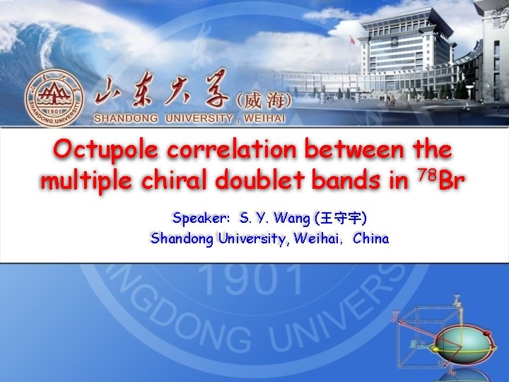 Octupole correlation between the multiple chiral doublet bands in 78 Br Speaker: S. Y.