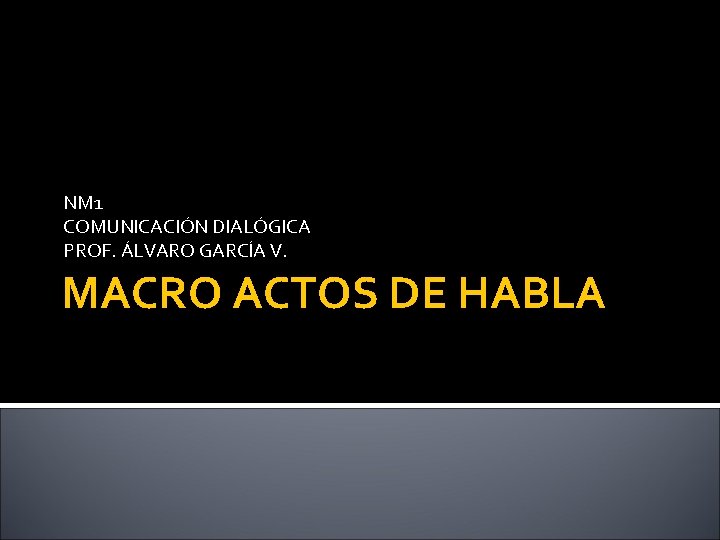 NM 1 COMUNICACIÓN DIALÓGICA PROF. ÁLVARO GARCÍA V. MACRO ACTOS DE HABLA 