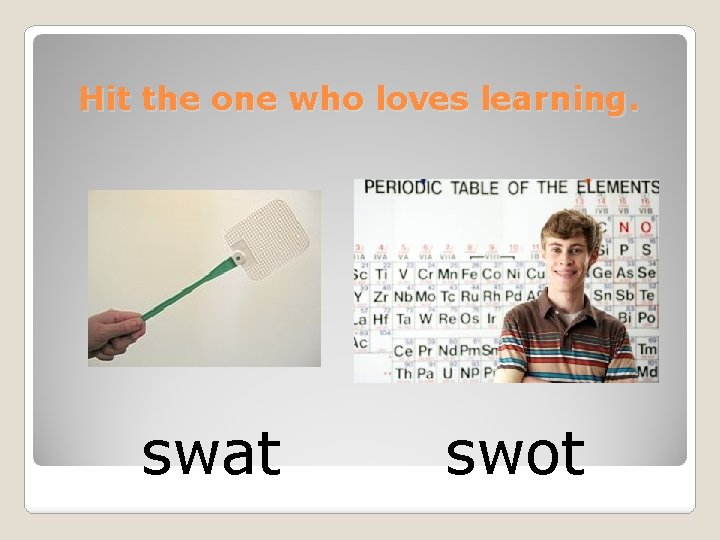 Hit the one who loves learning. swat swot 