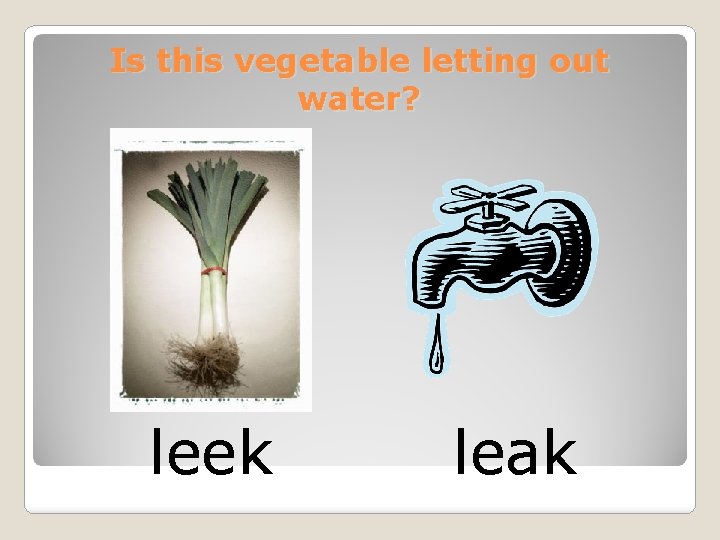 Is this vegetable letting out water? leek leak 