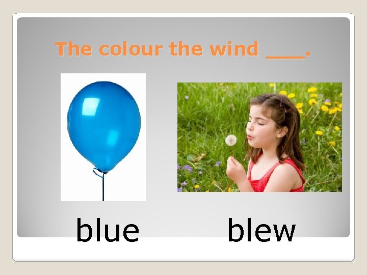 The colour the wind ___. blue blew 