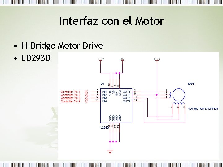 Interfaz con el Motor • H-Bridge Motor Drive • LD 293 D 