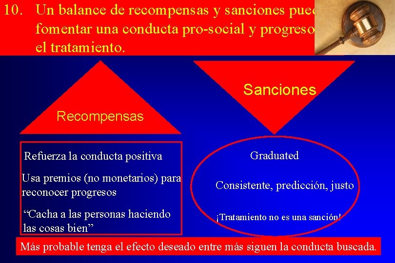 10. Un balance de recompensas y sanciones puede fomentar una conducta pro-social y progresos