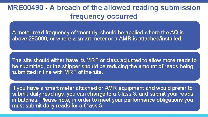 MRE 00490 - A breach of the allowed reading submission frequency occurred A meter