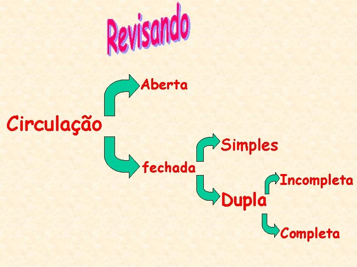 Aberta Circulação Simples fechada Dupla Incompleta Completa 