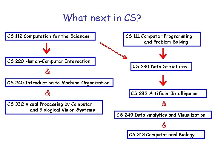 What next in CS? CS 112 Computation for the Sciences CS 220 Human-Computer Interaction