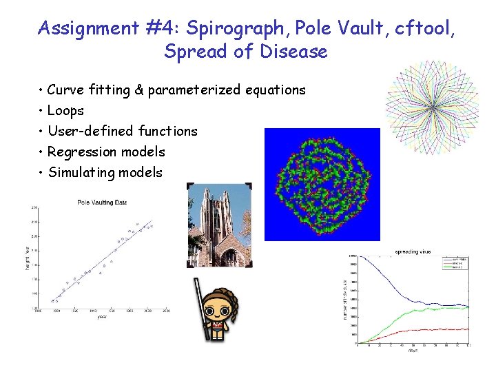 Assignment #4: Spirograph, Pole Vault, cftool, Spread of Disease • Curve fitting & parameterized