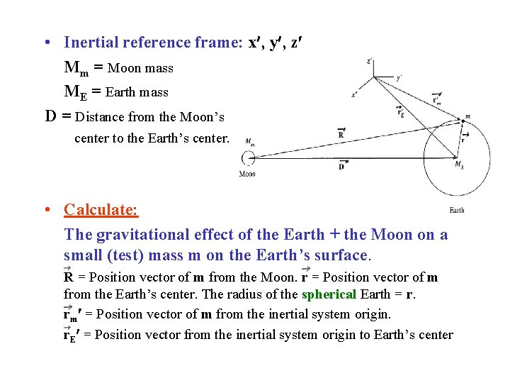 • Inertial reference frame: x , y , z Mm = Moon mass • Inertial reference frame: x , y , z Mm = Moon mass