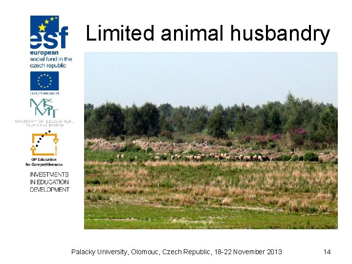 Limited animal husbandry Palacky University, Olomouc, Czech Republic, 18 -22 November 2013 14 