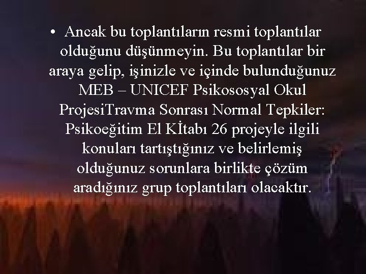  • Ancak bu toplantıların resmi toplantılar olduğunu düşünmeyin. Bu toplantılar bir araya gelip,