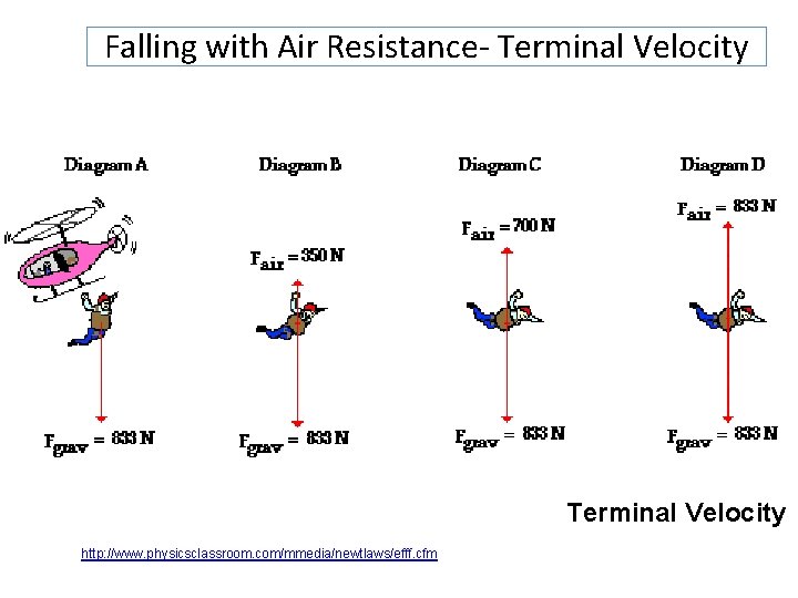 Falling with Air Resistance- Terminal Velocity http: //www. physicsclassroom. com/mmedia/newtlaws/efff. cfm 